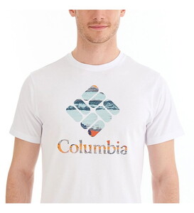  Columbia Stacked Hyper Nature Erkek Beyaz  T-Shirt CS0242-100